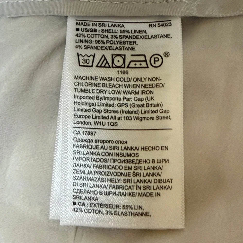 Banana Republic Wide Leg Crop Pants Women 8 Beige Linen Cotton Blend High Rise